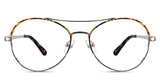 Wilson glasses in lattice variant - round frame with thin temple arms covered with dark coffee and beige acetate temple cover