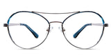 Wilson frame in netsuke variant - round frame with black and blue metal border Metal eyeglasses