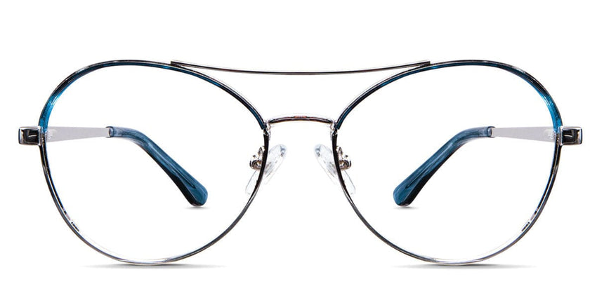 Wilson frame in netsuke variant - round frame with black and blue metal border Metal eyeglasses