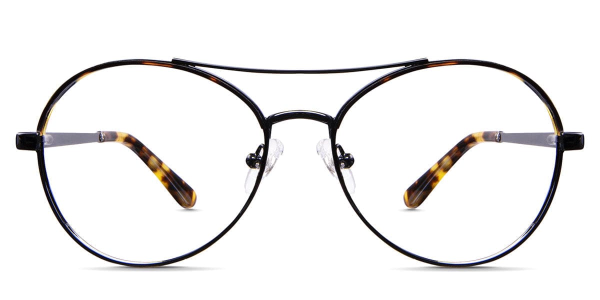 Wilson frame in ramie variant - round frame in beige and black colour Metal eyeglasses